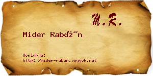Mider Rabán névjegykártya